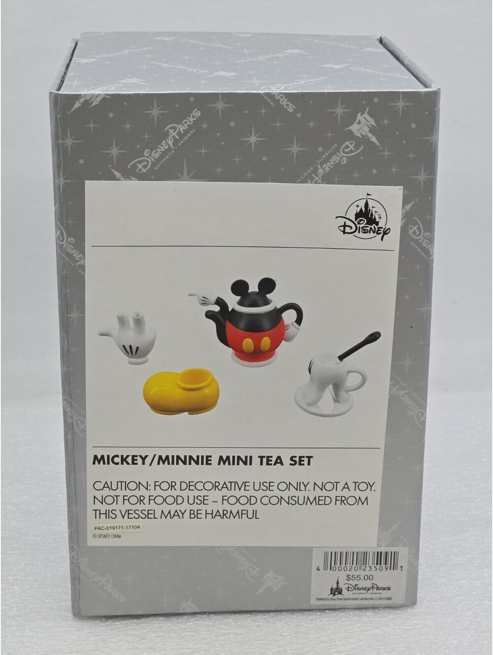 Authentic Disney Parks Mickey & Minnie Mouse Decorative Mini Tea Set 7 Piece